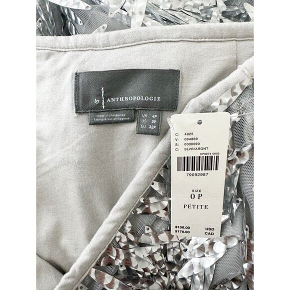 NWT Anthropologie Sequin Fringe Skirt 0P Silver Pencil Cocktail HTF - Picture 10 of 11